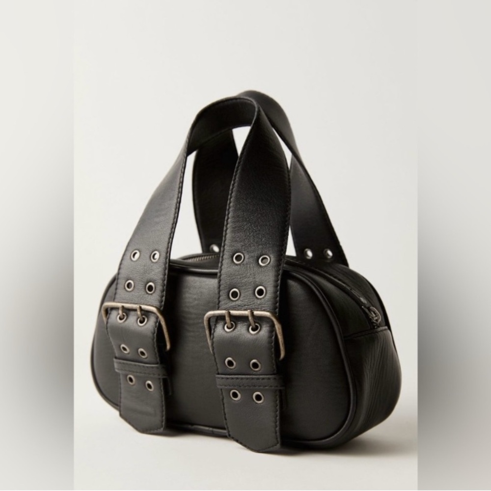 New Free People Say Yes Leather Handbag- Black - Picture 5 of 7